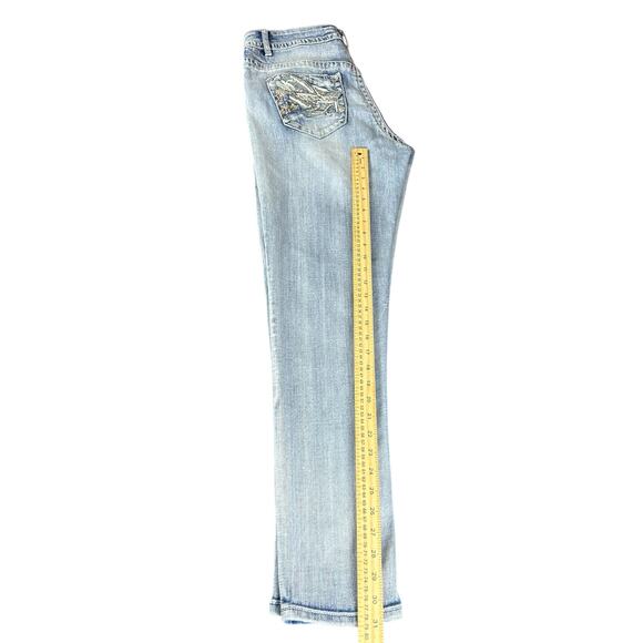 Rebel & Soul Jeans Women Sze 14 Blue Stone Fading Whiskered Wash Skinny Mid Rise - Picture 11 of 13